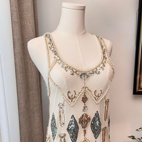 Endless Rose Embellished Cream Tank Top – Size Small - Picture 2 of 7